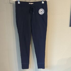 Hollister Y2K Pants Navy Blue Stretch Embroidered Logo Patch Medium